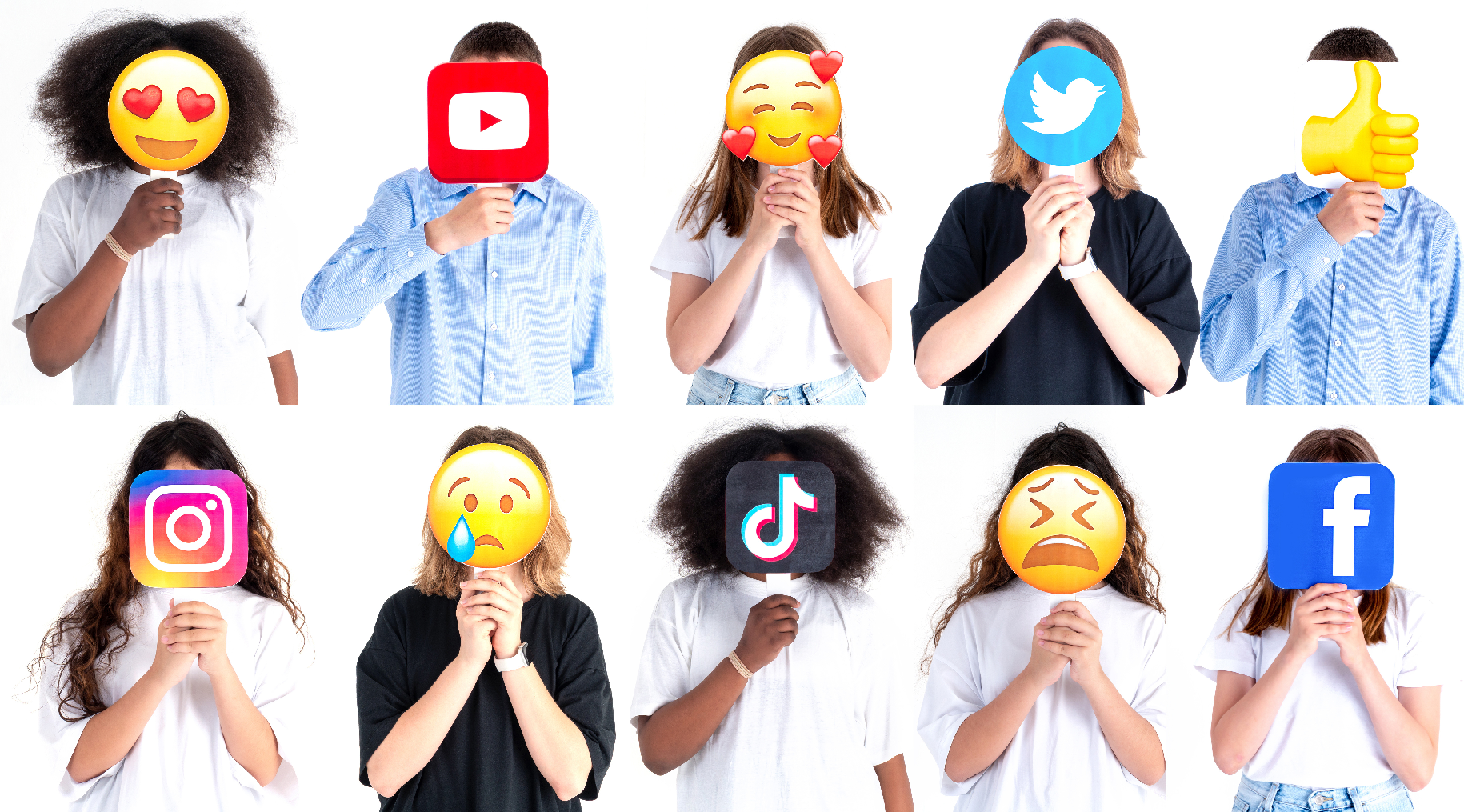 teens using cell phones (social media graphic)
