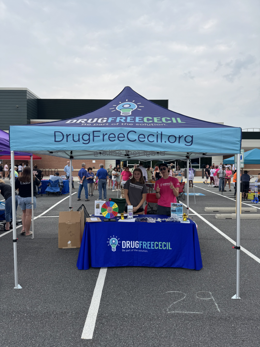 Drug Free Cecil student leaders spread the word about their prevention clubs at a Back to School Bash.