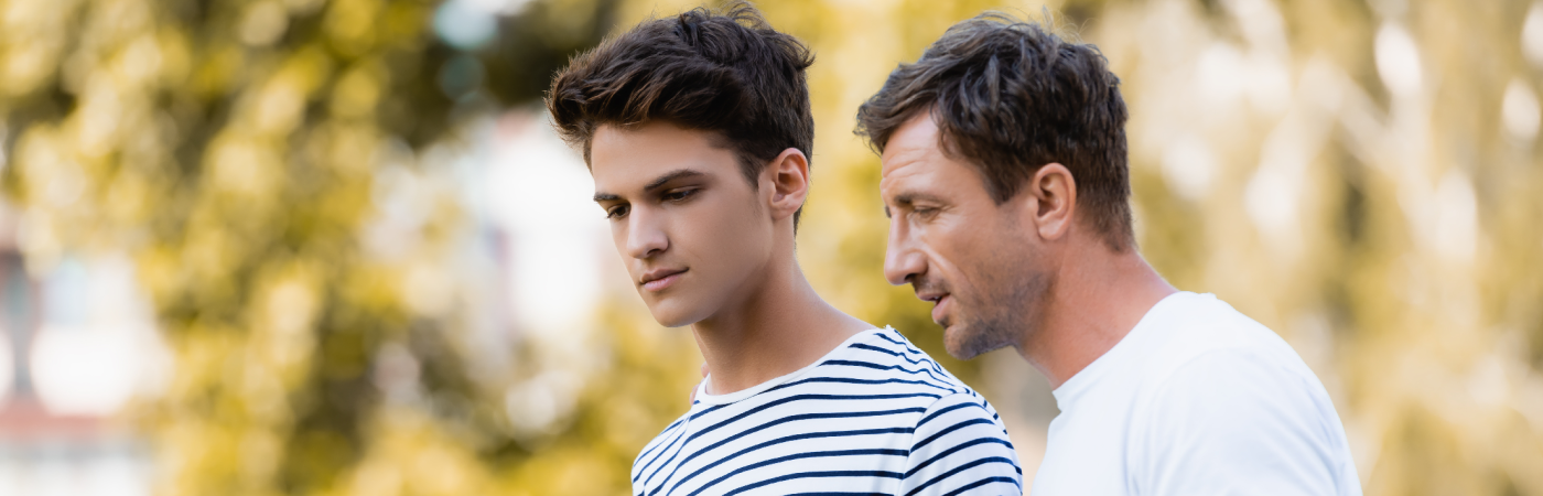 Father talks to teen son