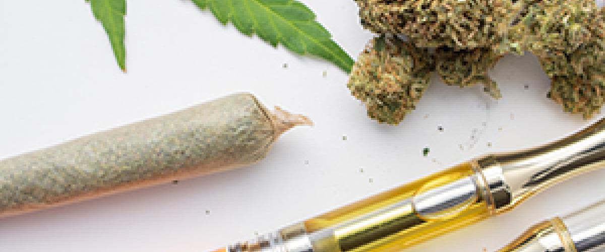 marijuana buds joint vapepen and leaf