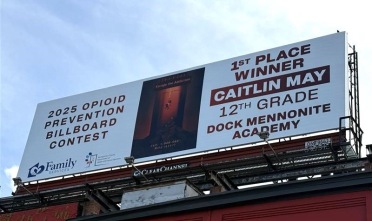 2025 opioid prevention billboard contest winner (Photo credit: Montgomery County, PA)