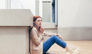 Depressed woman with cannabis