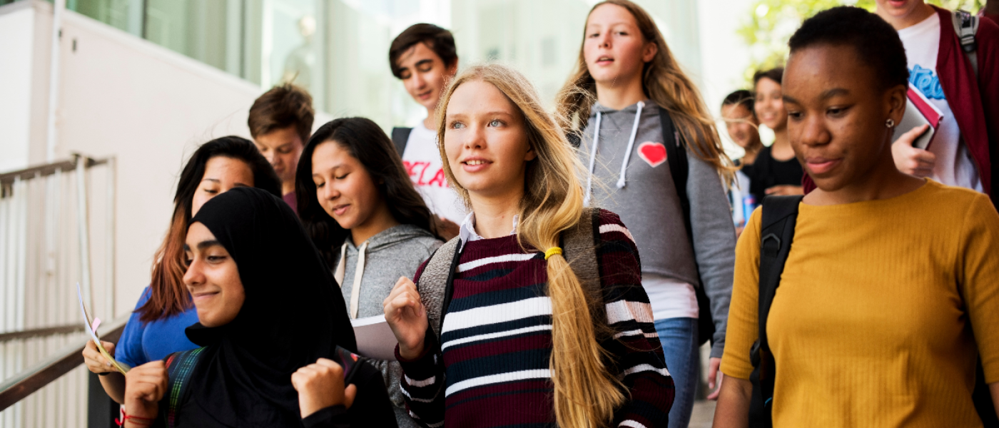 Students with backpacks