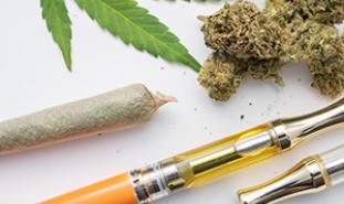 marijuana buds joint vapepen and leaf