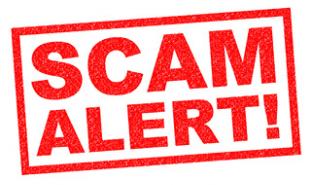'scam alert' red text