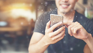 man using smartphone
