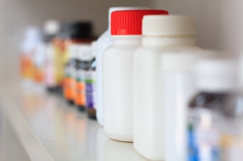 medicine on shelves