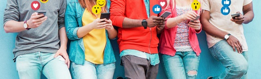 teens using cell phones (social media graphic)